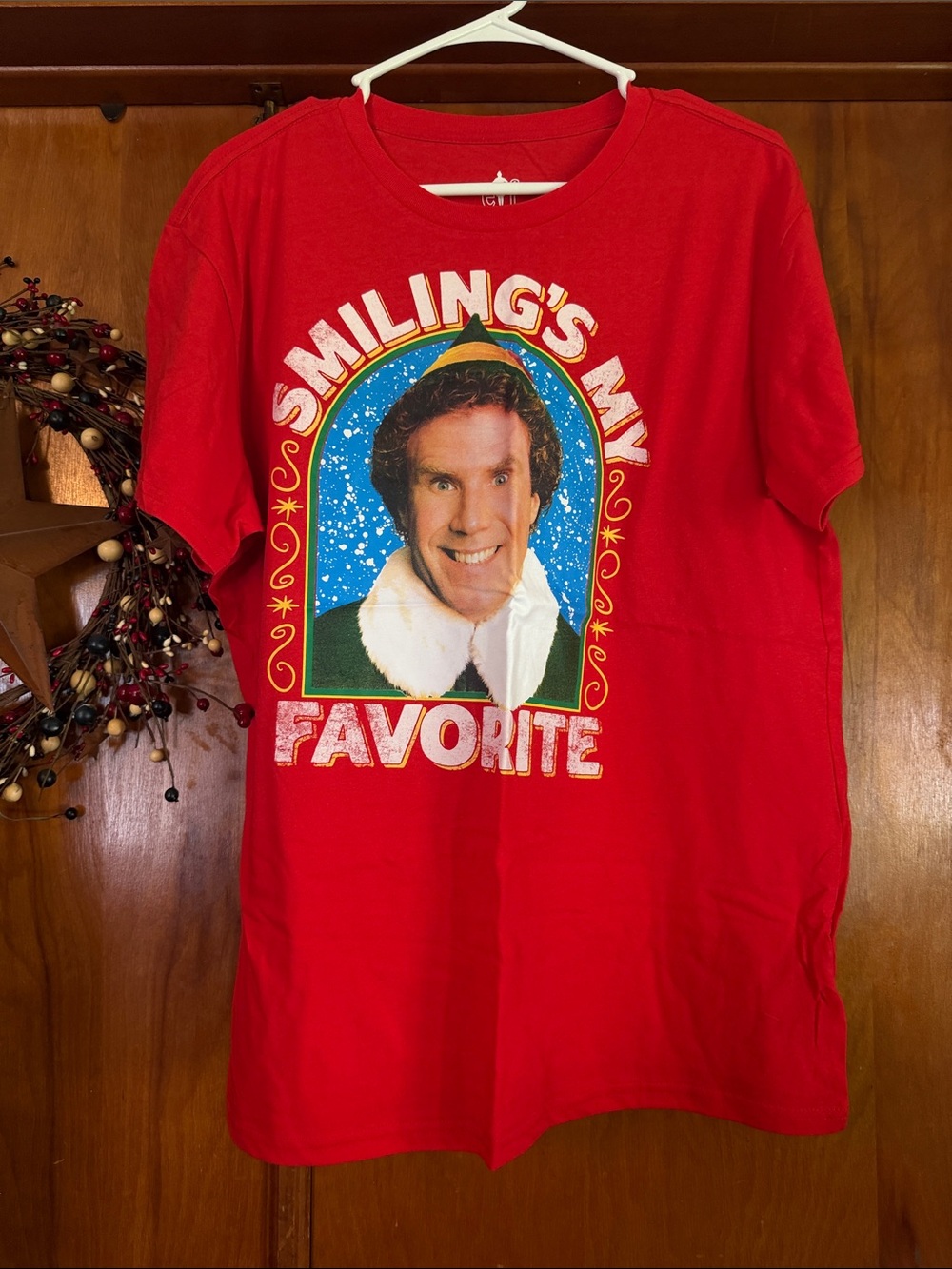 ELF Red Graphic Tee "Smiling's My Favorite"